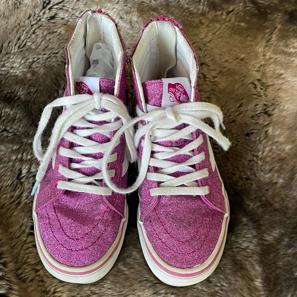 Girls pink glitter vans size 1